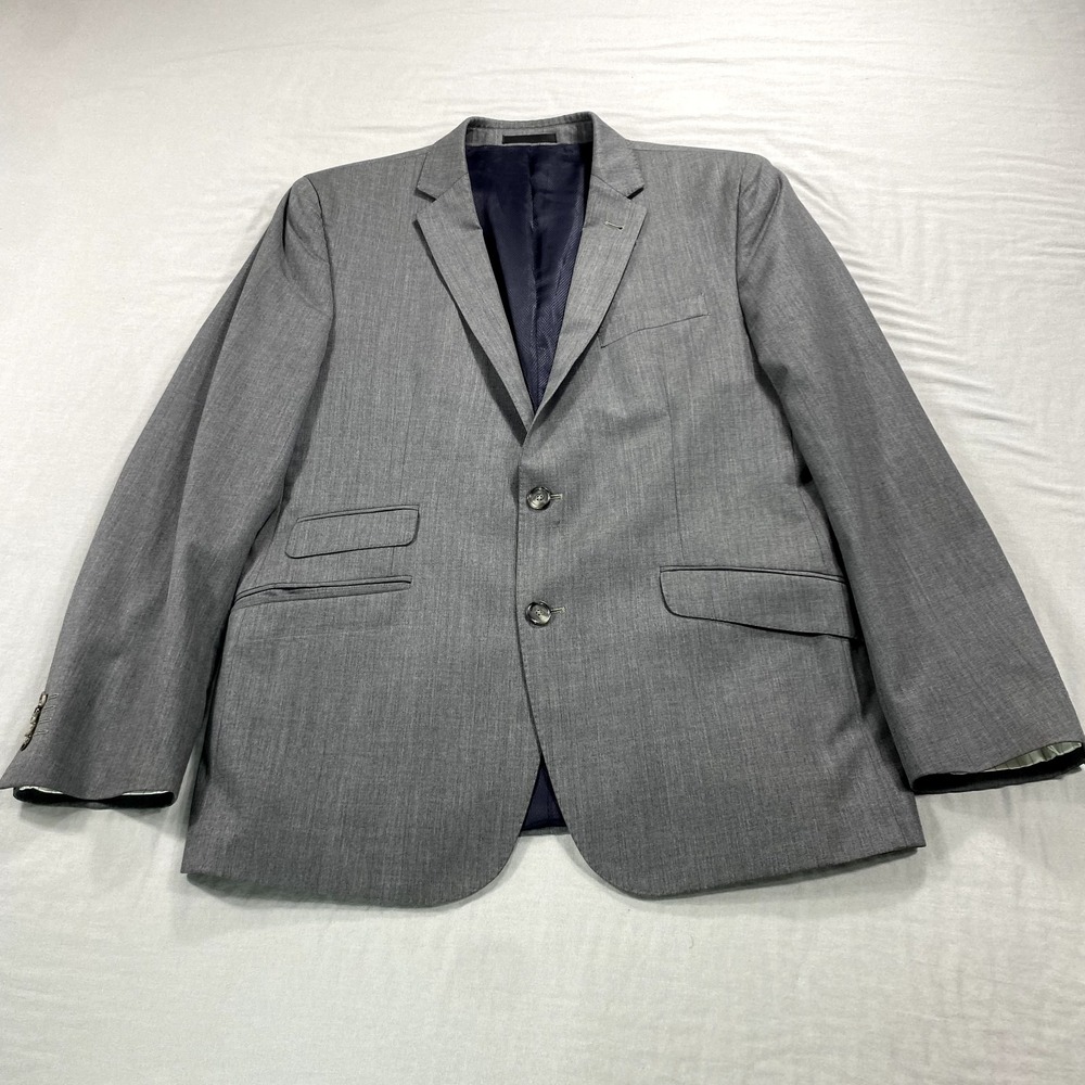 Kenneth Cole Blazer Mens 42R Gray Wool 2-Button‎ Sport Coat Jacket